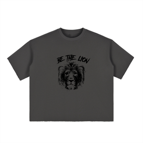 “Be The Lion” Boxy Half-Sleeve Raw Edge T-Shirt