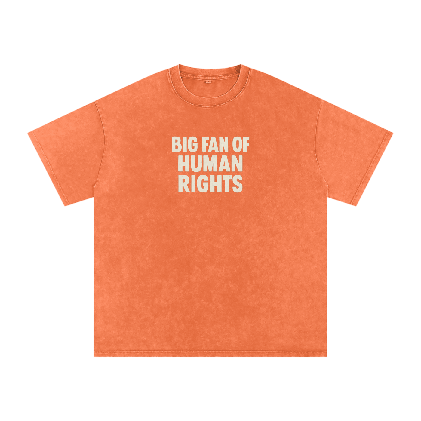 Shop the Orange “Big Fan of Human Rights” Snow Washed Oversized Cotton Inscription T-shirt.