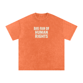 Shop the Orange “Big Fan of Human Rights” Snow Washed Oversized Cotton Inscription T-shirt.