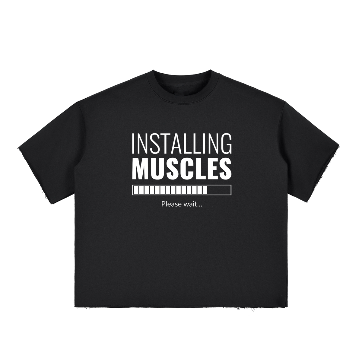 Order “Installing Muscles” Boxy Half-Sleeve Raw Edge T-Shirt