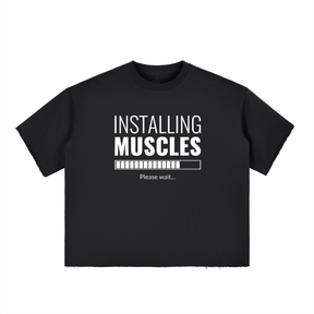 Order “Installing Muscles” Boxy Half-Sleeve Raw Edge T-Shirt