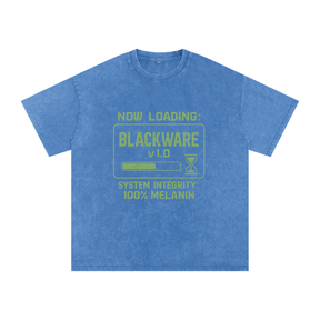 “Now Loading” Snow Washed Oversized Cotton T-Shirt