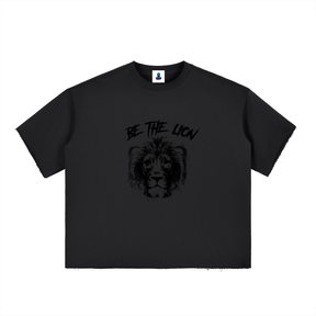 “Be The Lion” Boxy Half-Sleeve Raw Edge T-Shirt