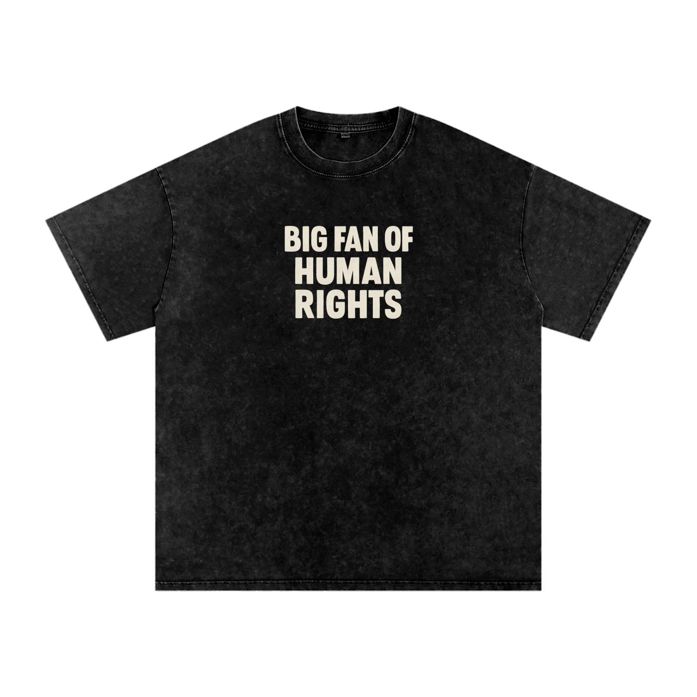 Shop the “Big Fan of Human Rights” Snow Washed Oversized Cotton Inscription T-shirt.