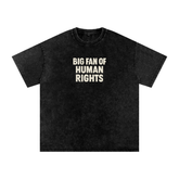 Shop the “Big Fan of Human Rights” Snow Washed Oversized Cotton Inscription T-shirt.