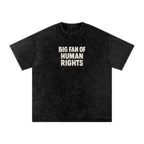 Shop the “Big Fan of Human Rights” Snow Washed Oversized Cotton Inscription T-shirt.