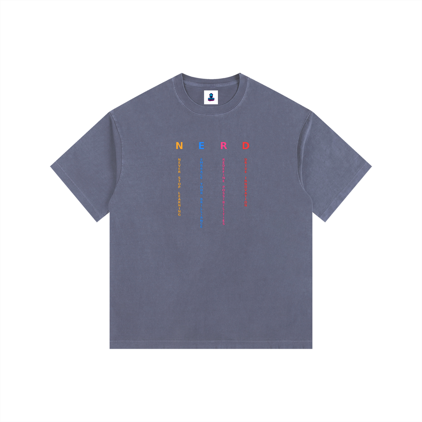 NGC “NERD” Washed Drop Shoulder Tee - Loose Fit Drop Shoulder Graphic Premium T-Shirt