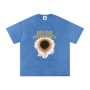 “Divine Frequency” Snow Washed Oversized Cotton T-Shirt