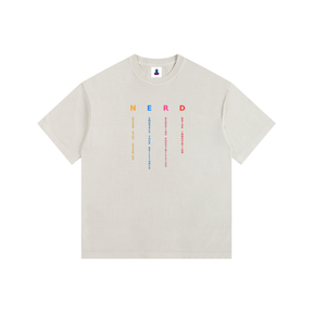 NGC “NERD” Washed Drop Shoulder Tee - Loose Fit Drop Shoulder Graphic Premium T-Shirt