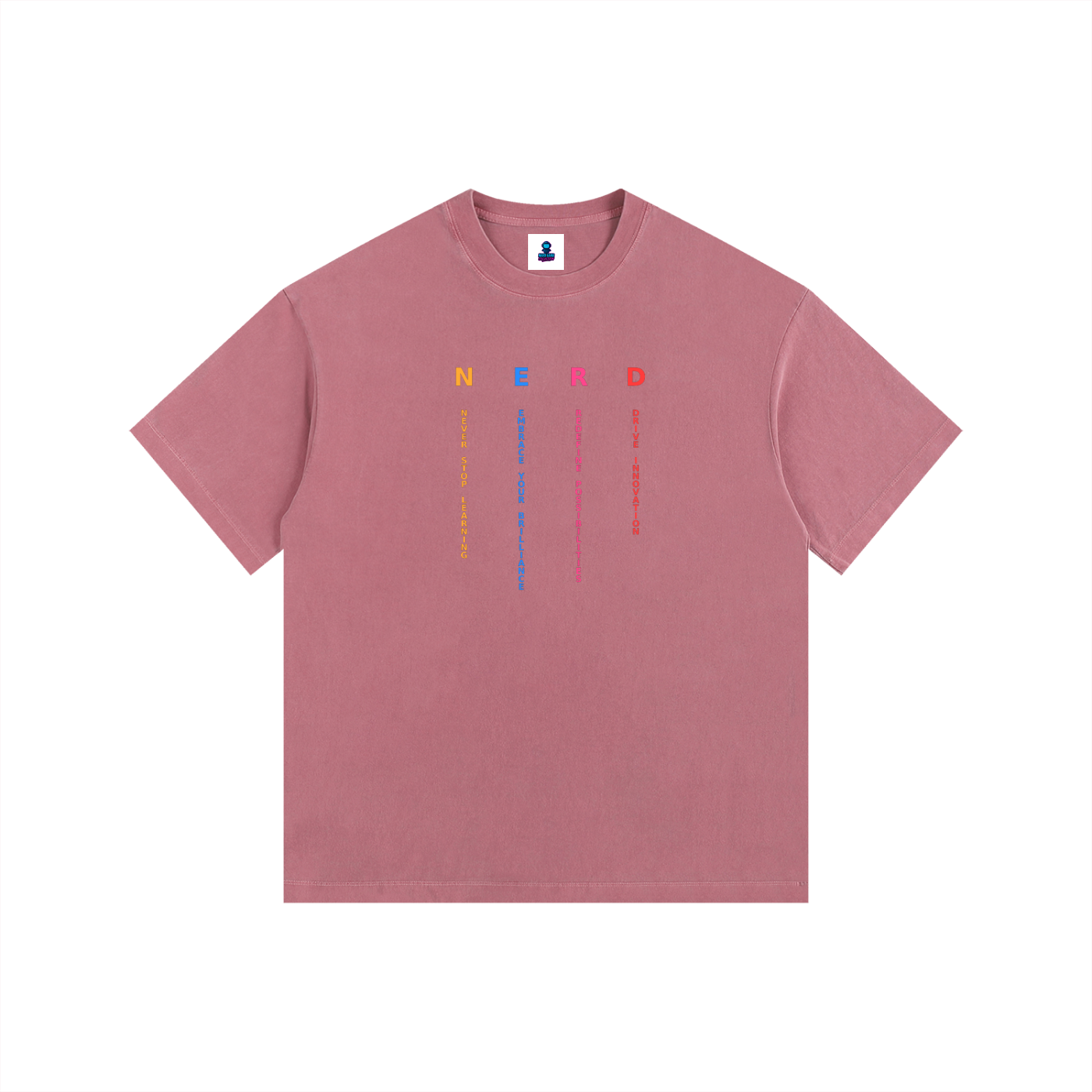 NGC “NERD” Washed Drop Shoulder Tee - Loose Fit Drop Shoulder Graphic Premium T-Shirt