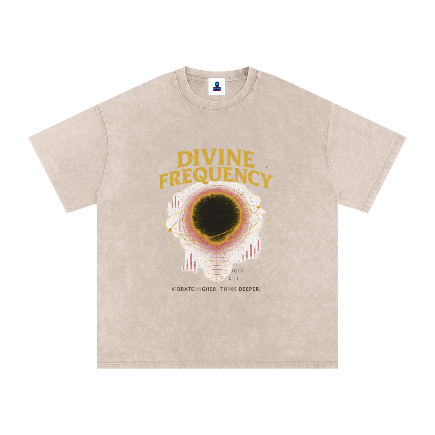“Divine Frequency” Snow Washed Oversized Cotton T-Shirt