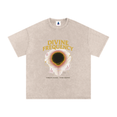 “Divine Frequency” Snow Washed Oversized Cotton T-Shirt