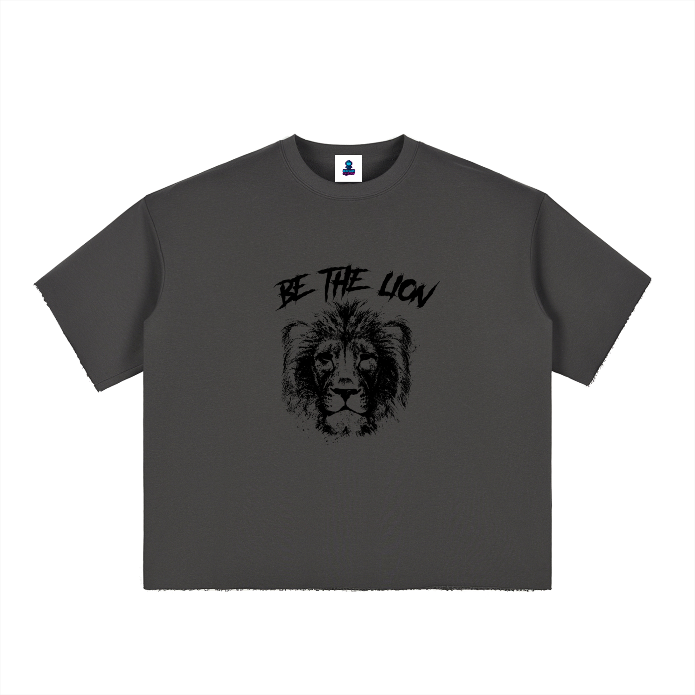 “Be The Lion” Boxy Half-Sleeve Raw Edge T-Shirt