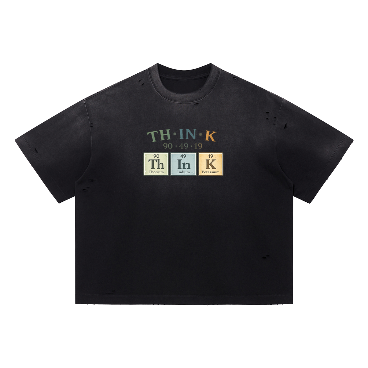 Think Elements Vintage Washed Distressed Boxy T-Shirt