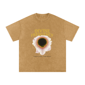 “Divine Frequency” Snow Washed Oversized Cotton T-Shirt