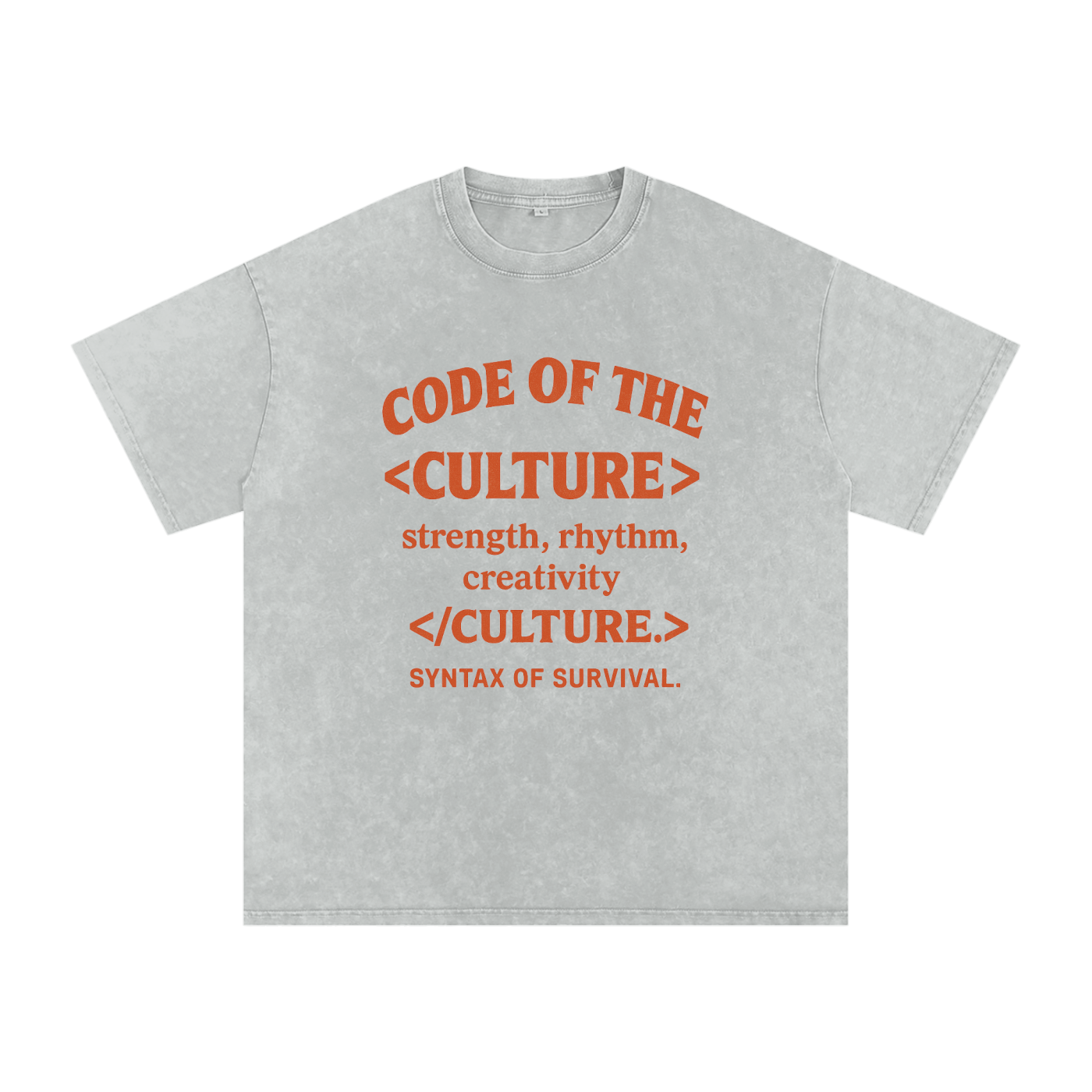 “Code of The Culture” Snow Washed Oversized Cotton T-Shirt