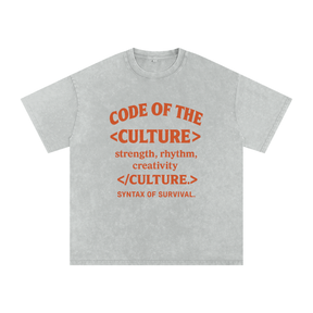 “Code of The Culture” Snow Washed Oversized Cotton T-Shirt
