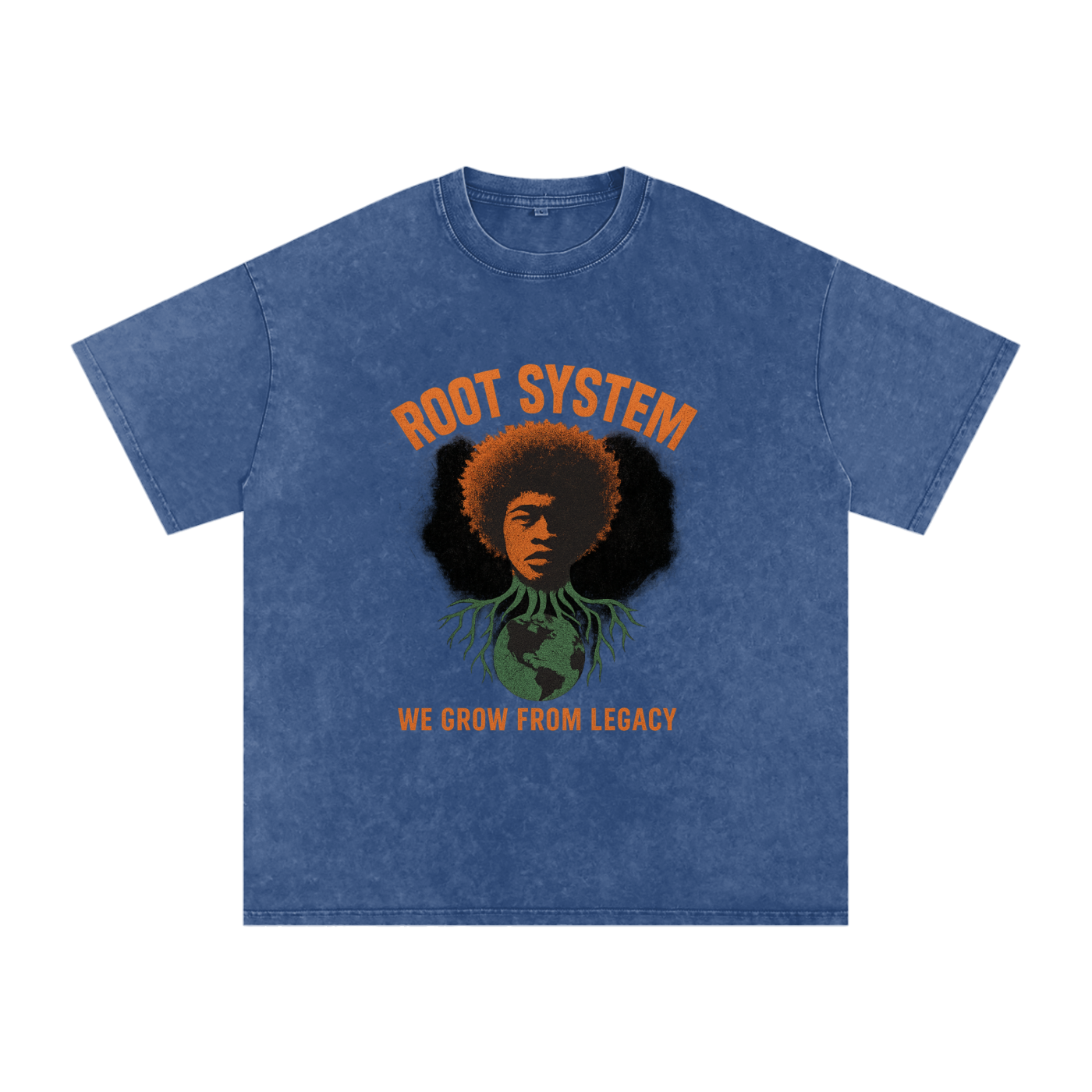 “Root System” Snow Washed Oversized Cotton T-Shirt