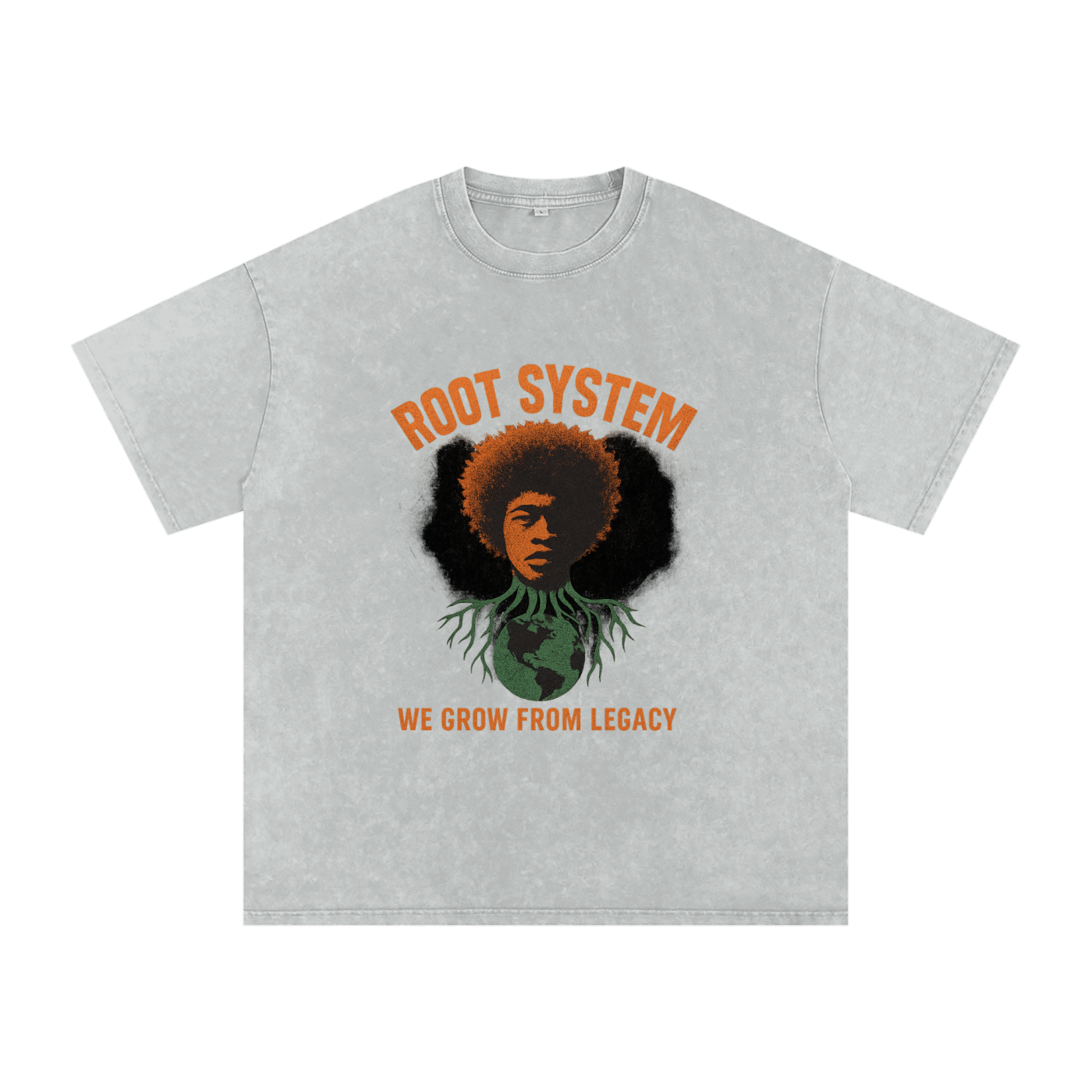 “Root System” Snow Washed Oversized Cotton T-Shirt