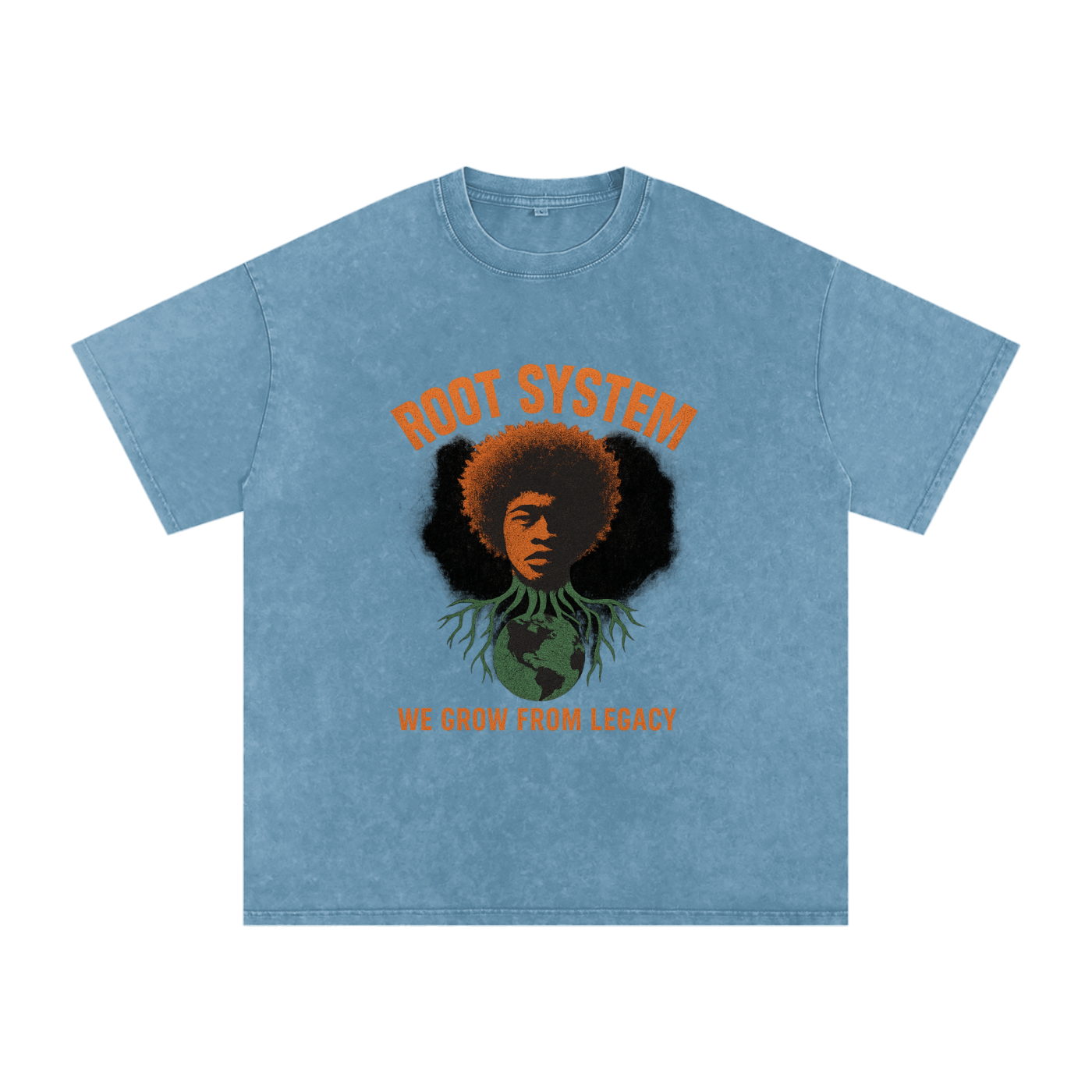 “Root System” Snow Washed Oversized Cotton T-Shirt