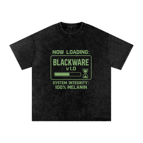 Shop Black “Now Loading” Snow Washed Oversized Cotton T-Shirt