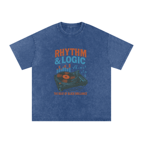 “Rhythm & Logic” Snow Washed Oversized Cotton T-Shirt