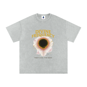 “Divine Frequency” Snow Washed Oversized Cotton T-Shirt